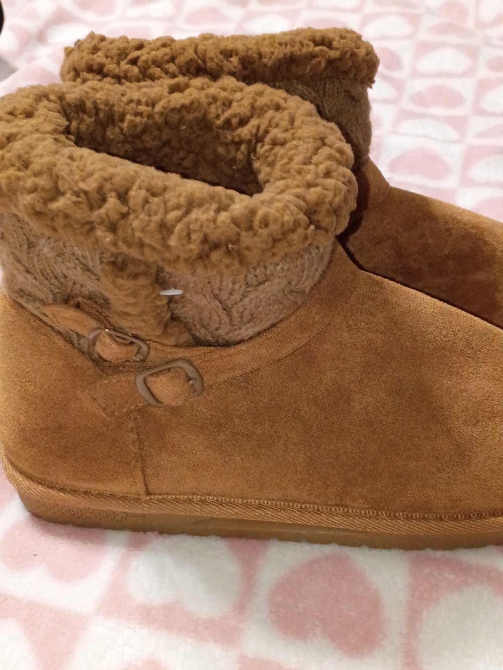 Muk Luks Chestnut Brown Fleece-Lined Ankle Slippers